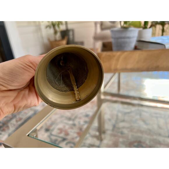 Vintage Brass Bell - School Bell- Patina - Christmas Gold Bell Vintage Metalware - Picture 8 of 8